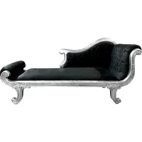 Casa Padrino Barock Chaiselongue Modell XXL Schwarz / Silber