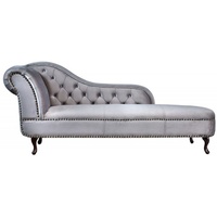 Casa Padrino Chesterfield Recamiere / Chaiselongue Silbergrau aus dem