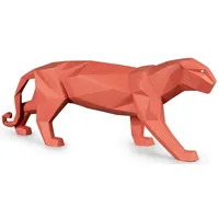 Casa Padrino Luxus Porzellan Panther Skulptur Matt Korallenrot 50