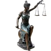 Casa Padrino Luxus Bronzefigur Lady Justice auf Marmorsockel -