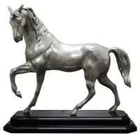 Casa Padrino Luxus Bronzefigur Pferd mit Holzsockel Silber /