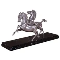 Casa Padrino Luxus Bronzefiguren Pferde Silber / Schwarz 80