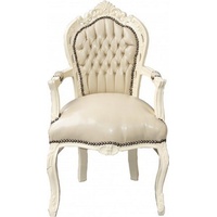 Casa Padrino Barock Esszimmerstuhl mit Armlehnen Creme / Creme