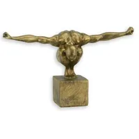 Casa Padrino Kunstharz Dekofigur Turmspringer Athlet Antik Gold 32,1