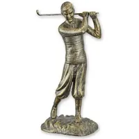 Casa Padrino Gusseisen Deko Skulptur Golfspieler Antik Gold 13,5