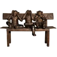 Casa Padrino Luxus Bronze Skulptur 3 Affen auf Sitzbank