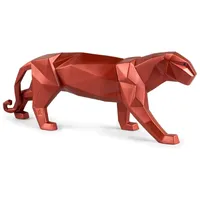 Casa Padrino Luxus Porzellan Panther Skulptur Rot Metallic 50