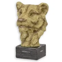 Casa Padrino Kunstharz Deko Skulptur Löwenkopf Beige / Schwarz