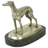 Casa Padrino Luxus Deko Bronzefigur Windhund Silber / Schwarz