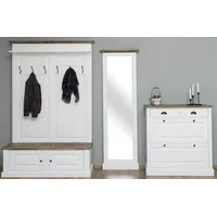 Casa Padrino Landhausstil Massivholz Garderobenmöbel Set Weiß / Braun