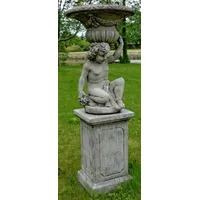 Casa Padrino Jugendstil Gartendeko Skulptur mit Blumentopf und Sockel