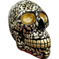 Casa Padrino Designer Deko Skulptur Totenkopf mit Glitzer Look