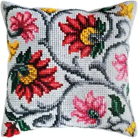 Collection D'Art Kreuzstichkissen Stickpackung Blumenornament Stickbild gedruckt