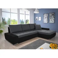 Sofnet Ecksofa Schwarz, Dunkelgrau, Textil, 5-Sitzer, Ottomane rechts,Rechteckig, 266x184