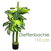 Decovego Kunstpflanze Dieffenbachie im Topf, Höhe 110 cm