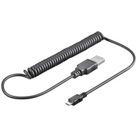 Goobay 62334 Micro USB Lade- und Synchronisationskabel, Spiralkabel, für