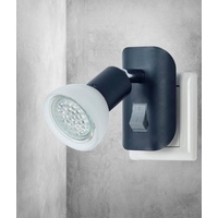 Trango 11-045 LED Steckdosenlicht in Schwarz matt mit Glasschirm,