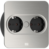 Bachmann Einbausteckdose Twist 2 2 m Silber 2 St.