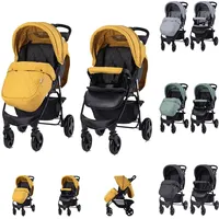 Lorelli Kinderwagen Buggy Olivia, Zubehörbox, Fußabdeckung, verstellbar, Korb gelb