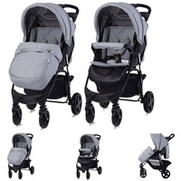 Lorelli Kinderwagen Buggy Olivia, Zubehörbox, Fußabdeckung, verstellbar, Korb grau