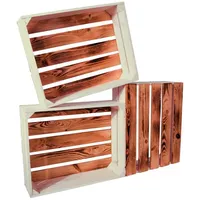 CHICCIE 3 Set Holzkiste Grete 50x40x15cm - Geflammt Weiß