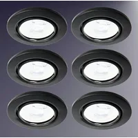 Trango 6er Set 6729-065MCOB LED Einbaustrahler in Schwarz matt