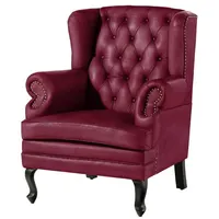MASSIVMOEBEL24.DE Ohrensessel Echtleder 88x81x105 rot CHESTERFIELD #401