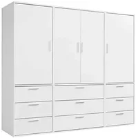 Mokebo Kleiderschrank Weiß Holzwerkstoff, 210x187x58 cm, Schlafzimmer, Kleiderschränke, Drehtürenschränke