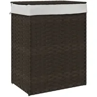 VidaXL Wäschekorb, mit Deckel Dunkelbraun 46x33x60 cm Poly Rattan