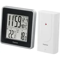 Hama Digitale Wetterstation funk mit Uhr (Thermometer mit Außensensor