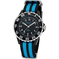 REGENT Kinder Jugend-Armbanduhr schwarz blau Analog F-1126 Textil-Armband D2URF1126