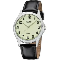 REGENT Herren Uhr 1112426 Leder Quarz Armbanduhr schwarz D2UR1112426