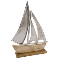 Spetebo Alu Schiff mit Standfuß aus Mangoholz - 20