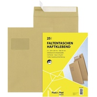 MAILmedia Faltentaschen C4 mit Fenster, 20mmFalte braun 25 Stück