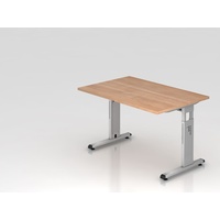 Hammerbacher höhenverstellbarer Schreibtisch nussbaum rechteckig, C-Fuß-Gestell silber 120,0 x