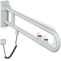 Hewi 801 E-Stützklappgriff 801.50.72586 900 mm, sand, Spül-/Funktionstaste, roter