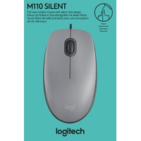 Logitech M110 Kabelgebundene USB-Maus, geräuschlose Tasten, komfortables Design in