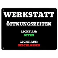 Speecheese Werkstatt Öffnungszeiten Metallschild XL in 21x28 cm perfekt