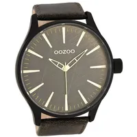 Oozoo Quarz-Uhr Herren schwarz Timepieces 50mm Lederarmband braun D2UOC7863