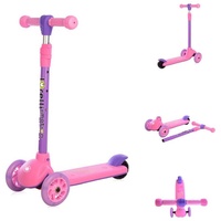 Lorelli Kinderroller Tamtam 3 Räder, höhenverstellbar, Leuchträder, Fußbremse rosa