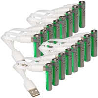 Tka 16er-Set wiederaufladbare Batterien Typ AAA, 800 mWh, laden