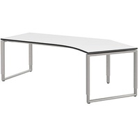 Röhr-Bush röhr Imperia höhenverstellbarer Schreibtisch weiß Bogenform, Kufen-Gestell silber