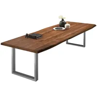 Sam Esstisch Baumkante massiv Akazie nussbaumfarben 280 x 120