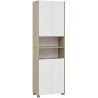 Schildmeyer Hochschrank Juba 701760, Eiche hell Dekor/weiß matt, 57