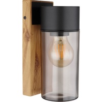 GLOBO Wandlampe Außenleuchte Terrassenlampe Moderne Fassadenleuchte Holzoptik, Edelstahl Glas,