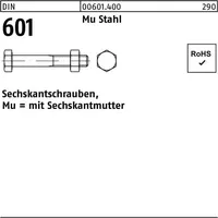 Industrial Quality Supplies DIN 601 Sechskant-Schaftschraube M12x100 Stahl 4.6