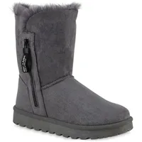 VAN HILL Damen Warm Gefütterte Winter Boots Stiefeletten Kunstfell