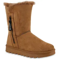 VAN HILL Damen Warm Gefütterte Winter Boots Stiefeletten Kunstfell