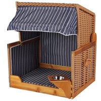 Mr. Deko Hundestrandkorb Wacholder PE Beige Dessin Blau Gestreift