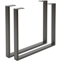 VALDERA Tischgestell, Schwarz, Metall, 2-teilig, Flachrohr, U-Form, 7.5x72x78 cm,